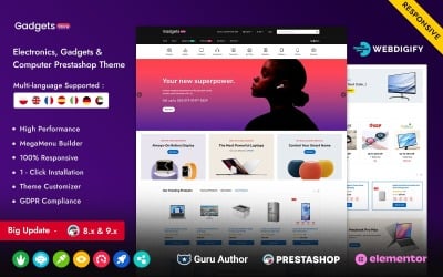 Gadget - Electronics, Gadgets and Computers Multipurpose Prestashop Responsive Elementor Theme