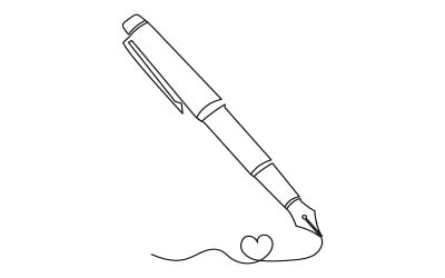 23. Desenho contínuo de uma linha feito com caneta esferográfica sobre fundo branco.