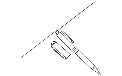 25. Desenho contínuo de uma linha feito com caneta esferográfica sobre fundo branco.