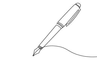 30. Desenho contínuo de uma linha feito com caneta esferográfica sobre fundo branco.
