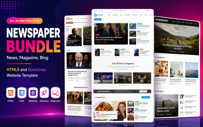 Krantenbundel - Nieuws, tijdschrift, blog HTML5 en Bootstrap websitesjabloon