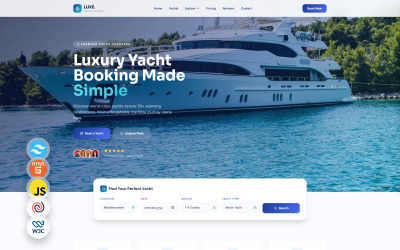 LUXE. - Prenotazione di yacht a noleggio Modello di landing page HTML5 Tailwindcss