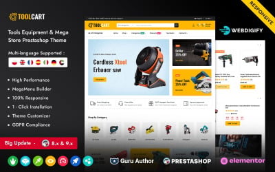 ToolCart - Інструменти, обладнання та мегасупермаркет Шаблон PrestaShop від Elementor