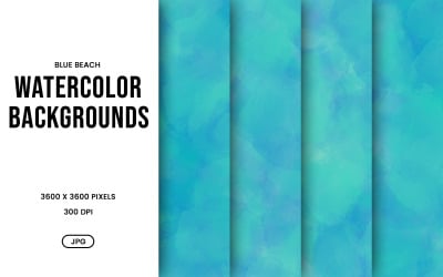 Watercolor Background Set – Beach Blue Abstract Digital Paper, Texture Collection