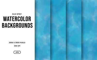 Watercolor Background Set – Blue Spirit Abstract Digital Paper, Texture Collection