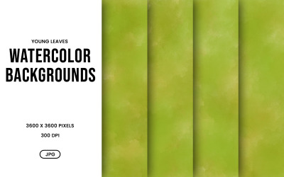 Watercolor Background Set – Fresh Young Leaves Green Digital Paper, Texture Collection