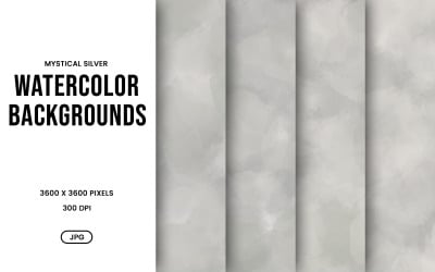 Watercolor Background Set – Mystical Silver Abstract Digital Paper, Texture Collection