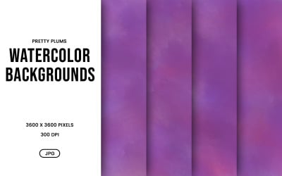 Watercolor Background Set – Pretty Plum Abstract Digital Paper, Texture Collection