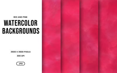 Watercolor Background Set – Red &amp;amp; Pink Abstract Digital Paper, Texture Collection