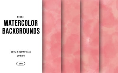 Watercolor Background Set – Soft Peach Abstract Digital Paper, Texture Collection