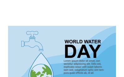 Creative World Water Day Greeting Card Vector Illustration with Earth and Water Drop