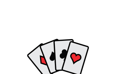 Set di quattro assi di carte da gioco – Illustrazione vettoriale di una mano vincente di poker con spazio per il testo