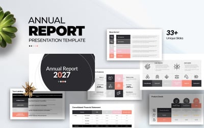 Modello di presentazione PowerPoint per il rapporto annuale minimale e pulito