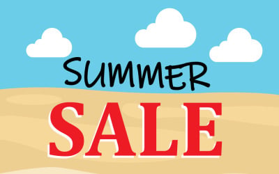 Summer Sale Poster Template with Beach Background and Tropical Vibes