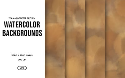 Conjunto de fondos de acuarela – Papel digital abstracto marrón té y café, colección de texturas