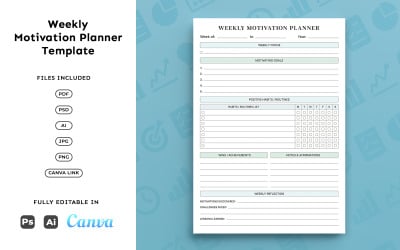 Weekly Motivation Planner for Professionals – Business Planner, Goal Tracking, Minimal A4
