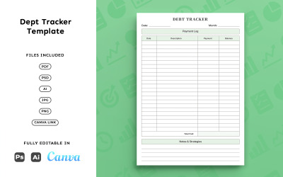 Debt Tracker Sheet for Budget Planning – Business Planner, Payment Tracking, Minimal A4