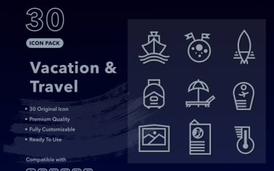 Pacote de ícones de férias e viagens Vol. 1