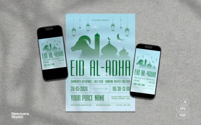 Sky Blue Green Eid Al Adha Flyer