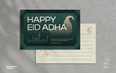 Green Modern Eid Al Adha Greeting Card