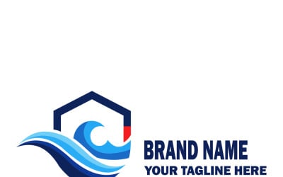 Modern Ocean Wave Shield Logo Template For Marine Business, Security And Coastal Brand Identity