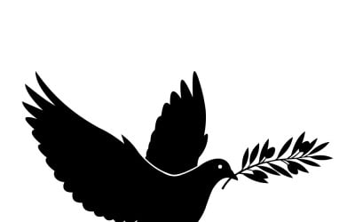 Black Dove Silhouette With Olive Branch Symbolizing Peace, Hope, Freedom