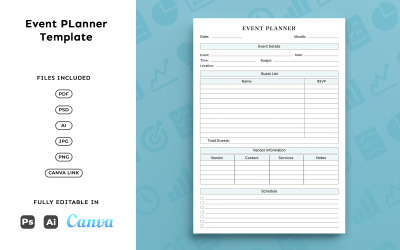 Event Planner Template for Event Organizers – Business Planner, Event Management, Clean A4
