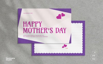 Purple Beige Mothers Day Greeting Card