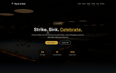 Rack &amp;amp; Roll – Premium Billard-Website-Vorlage
