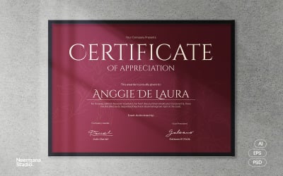 Elegantes Zertifikat mit rotem Blumenmuster