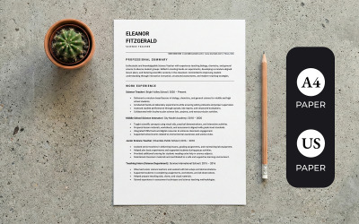 Teacher Resume for Science Teacher • ATS Friendly Resume • MS Word, Google docs