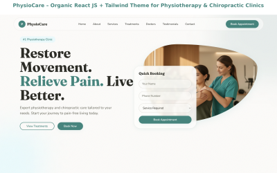 PhysioCare – Organic React JS + Tailwind Theme for Physiotherapy &amp;amp; Chiropractic Clinics