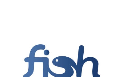 Blue Fish Logo Graphic. Minimalist Marine Animal Brand Symbol