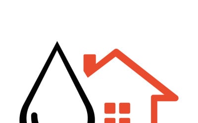 Home Water Drop Icon Representing Plumbing, Leak Detection, Water Conservation and Utilities