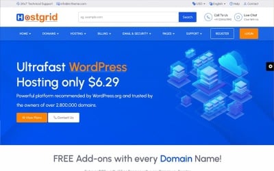 Hostgrid – WHMCS Hosting- und Abrechnungsthema