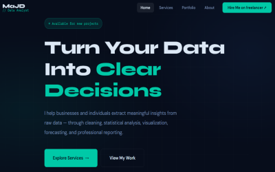Data Lancer Pulse - Plantilla HTML para portafolio y servicios de analistas de datos freelance