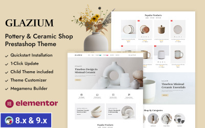 Glazium - Winkel voor keramiek en aardewerkdecoratie, responsief Prestashop-thema