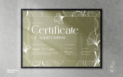 Mall för grön blommig certifikat