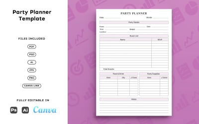 Party Planner Template for Event Organizers – Event Planning, Task Management, Minimal A4