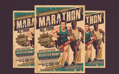 Maratonlöpningsevenemang Vintage-flyer