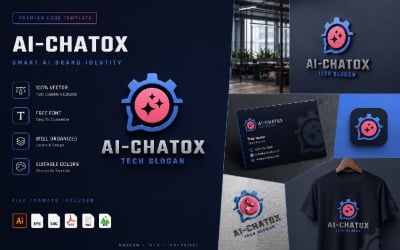 Modello di logo tecnologico per chat AI moderna