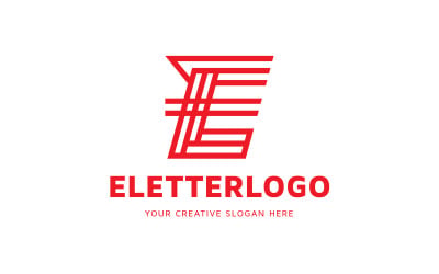 Modello di design per il logo con la lettera E rossa