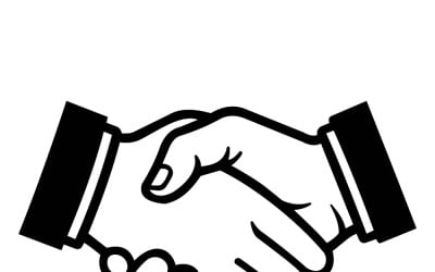 握手图标代表商业协议、伙伴关系、信任和专业合作