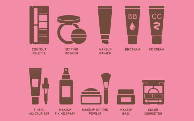 Professionelles Icon-Set für Schönheits- und Kosmetikprodukte für Make-up-Artists