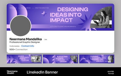 Lila geometrisk LinkedIn-banner