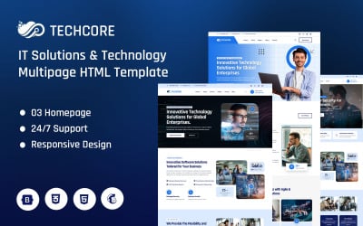 TechCore – Modèle HTML multipage de solutions et technologies informatiques
