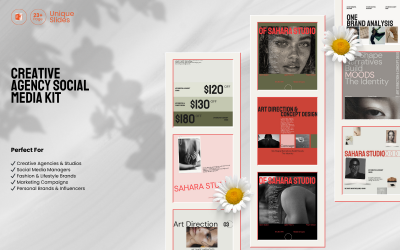 Kit de Mídias Sociais para Agência Criativa | Pacote de Posts para Instagram | PowerPoint PPTX.