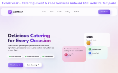 EventFeast – Szablon strony internetowej Tailwind CSS dla branży cateringowej, eventowej i gastronomicznej