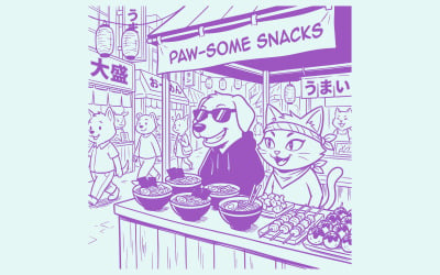 Funny Cartoon Pets Grocery Shopping Scene in Detailed Super Mart