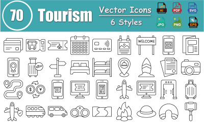 Pacchetto di icone turistiche premium: viaggi, vacanze, pianificazione di viaggi, interfaccia utente/esperienza utente e progetti digitali.